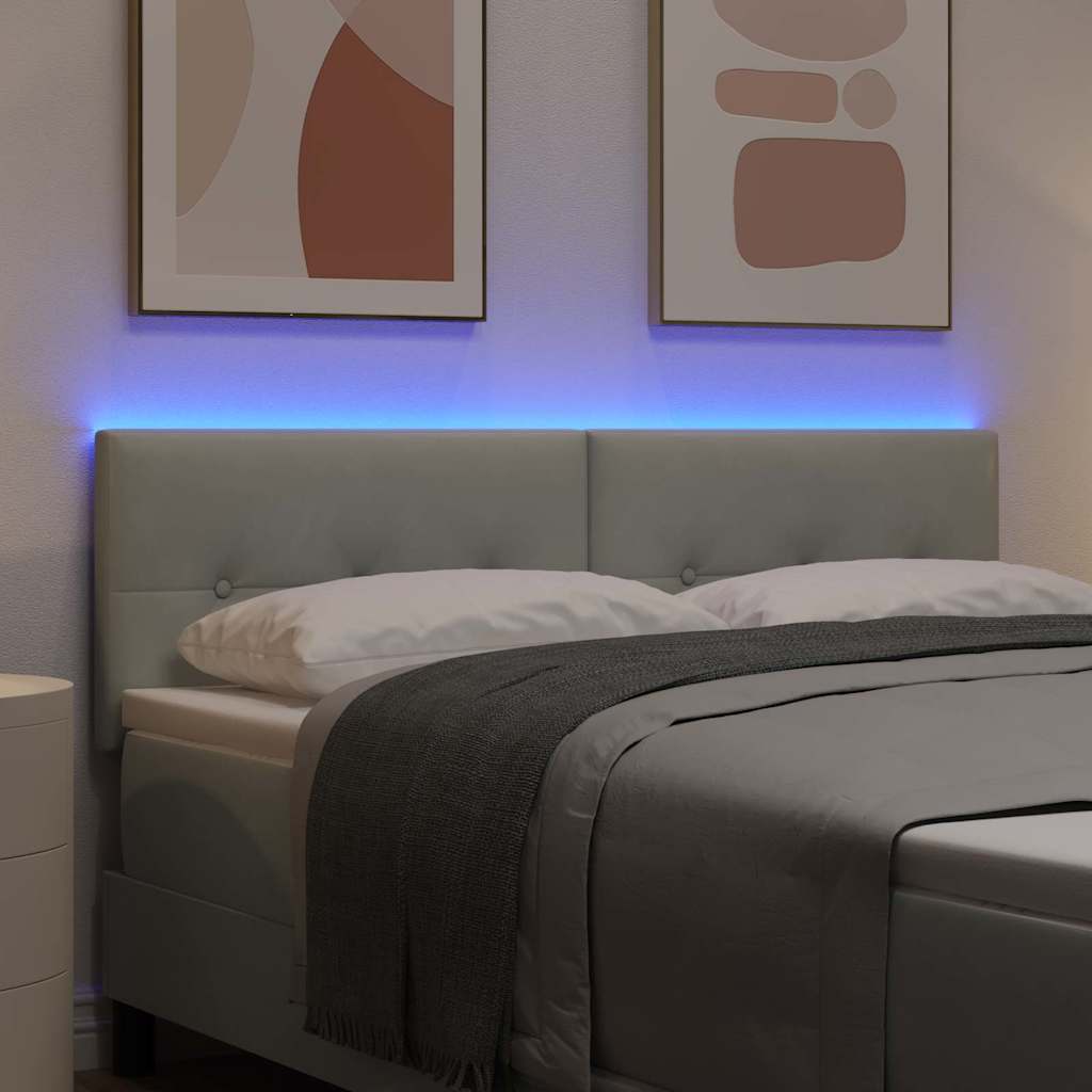 Headboard with LED Strip Lights Light Grey 80 cm Velvet